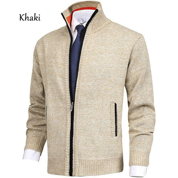 Herren Strickjacke mit Stehkragen und Reißverschluss