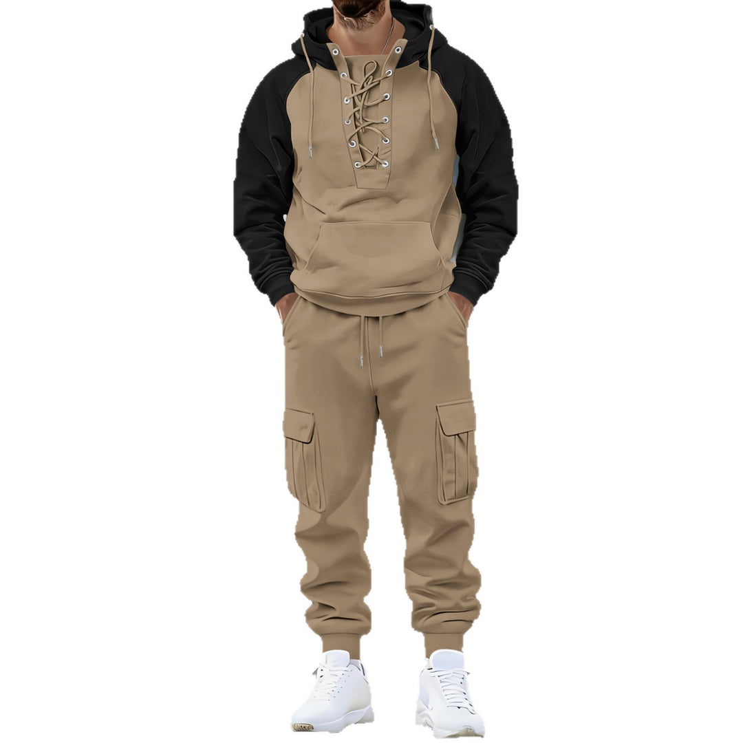 Herren Kapuzen-Sweatshirt mit vorn geschnürter Blende, Raglanärmeln und Kängurutasche Shop Nory