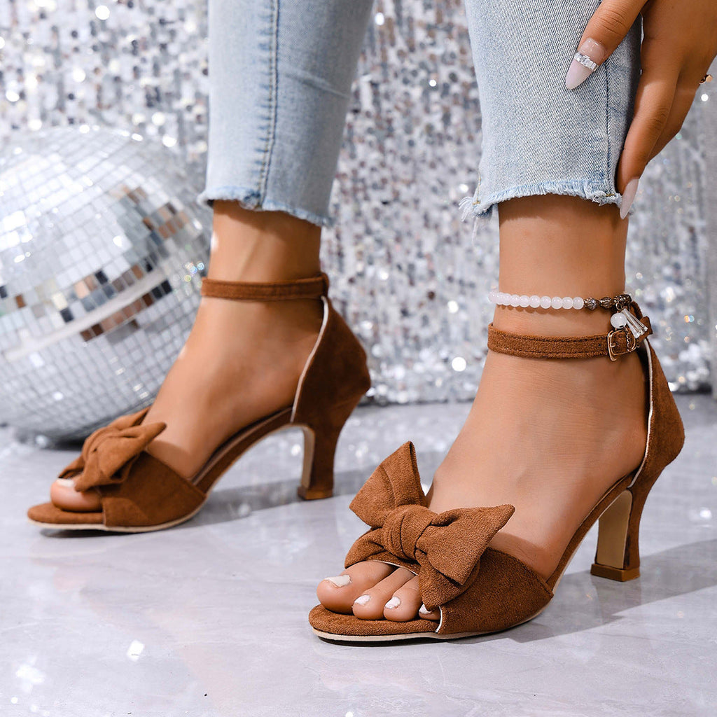 Damen elegante High Heel Sandalen mit modischer Schleifen-Applikation