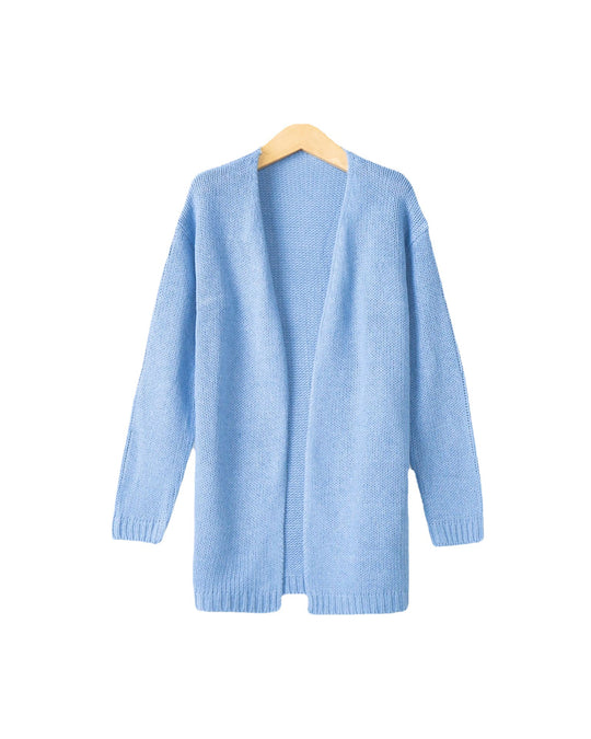 Damen Longline Strickcardigan ohne Verschluss mit offener Front und feiner Rippkante Shop Nory