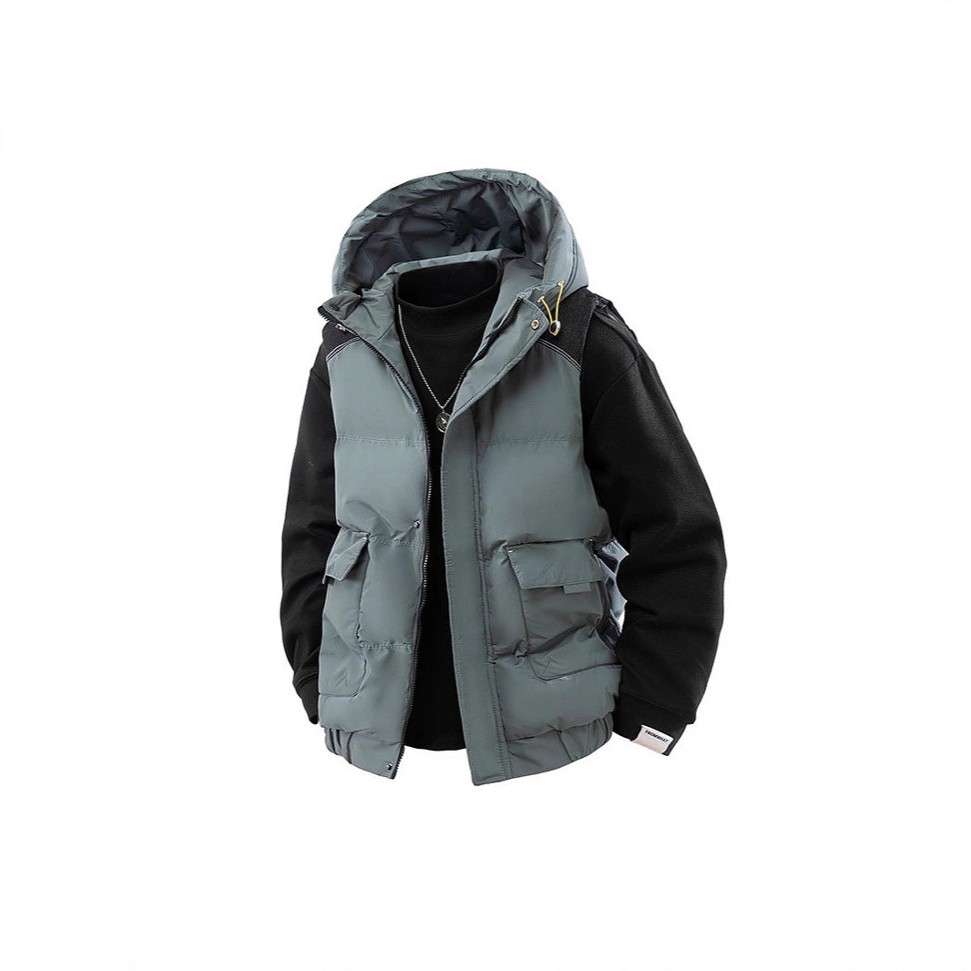 Herren Gesteppte Outdoor-Weste mit Kapuze, Cargo-Taschen und verstellbarem Saum Shop Nory