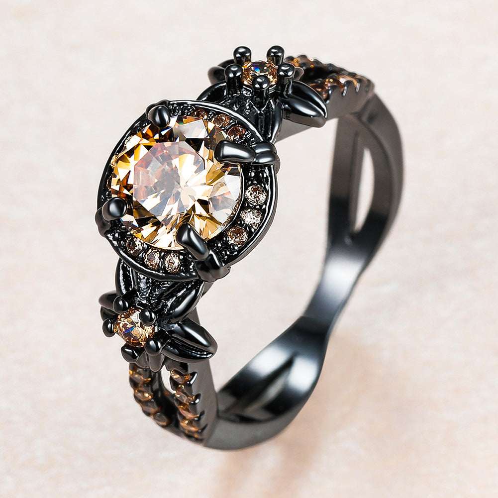 Damen Ring mit luxuriösem, facettiertem Kaffeeschimmer und floralen Akzenten Shop Nory