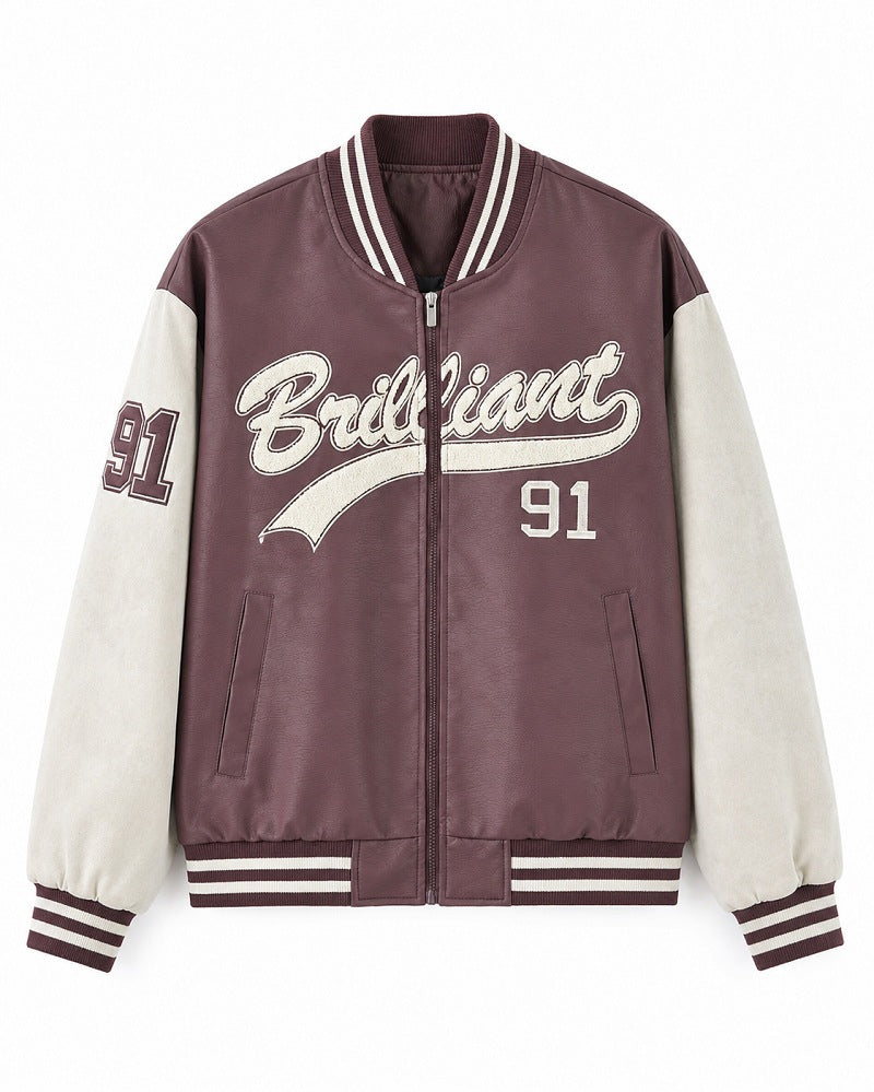 Herren Varsity-Bomberjacke im Letterman‑Stil mit Chenille‑Applikationen Shop Nory