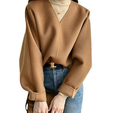 Damen Wolle Pullover mit V-Ausschnitt Shop Nory