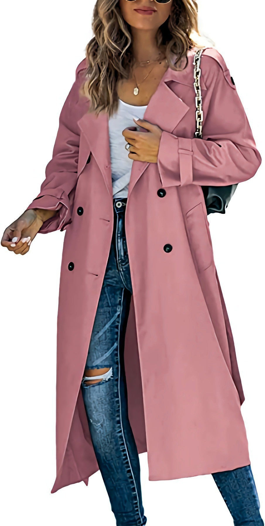 Damen Modischer Trenchcoat mit doppelter Knopfleiste und lässigem Schnitt