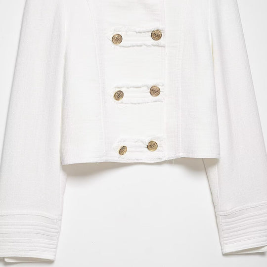 Damen Kurzjacke im Marine‑Stil mit doppelreihiger Zierknopfleiste und Stehkragen Shop Nory
