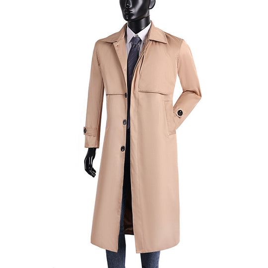 Herren langer Trenchcoat mit verdeckter Knopfleiste und wasserabweisender Ausstattung Shop Nory