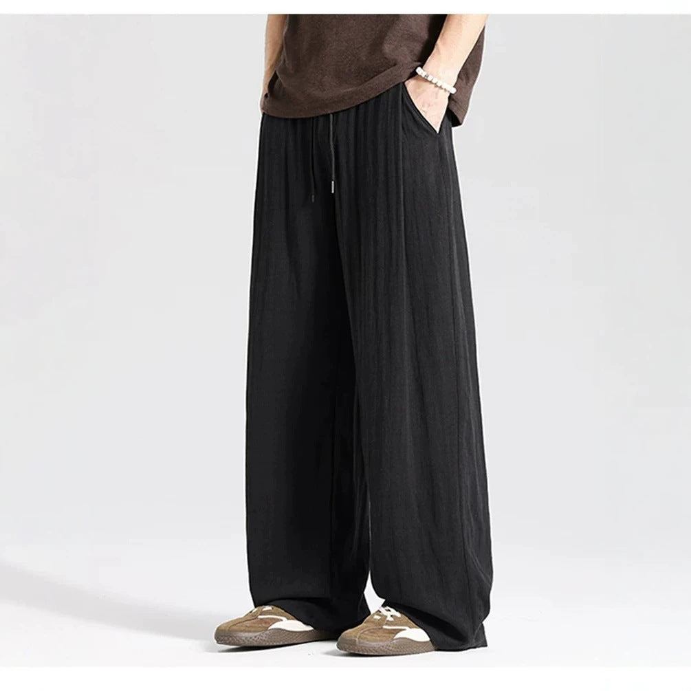 Herren Weite Leinenhose im Oversize-Stil mit Kordelzug und Seitentaschen Shop Nory