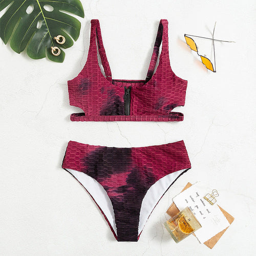 Damen Sportlicher Bikini mit innovativem Reißverschluss Shopnory