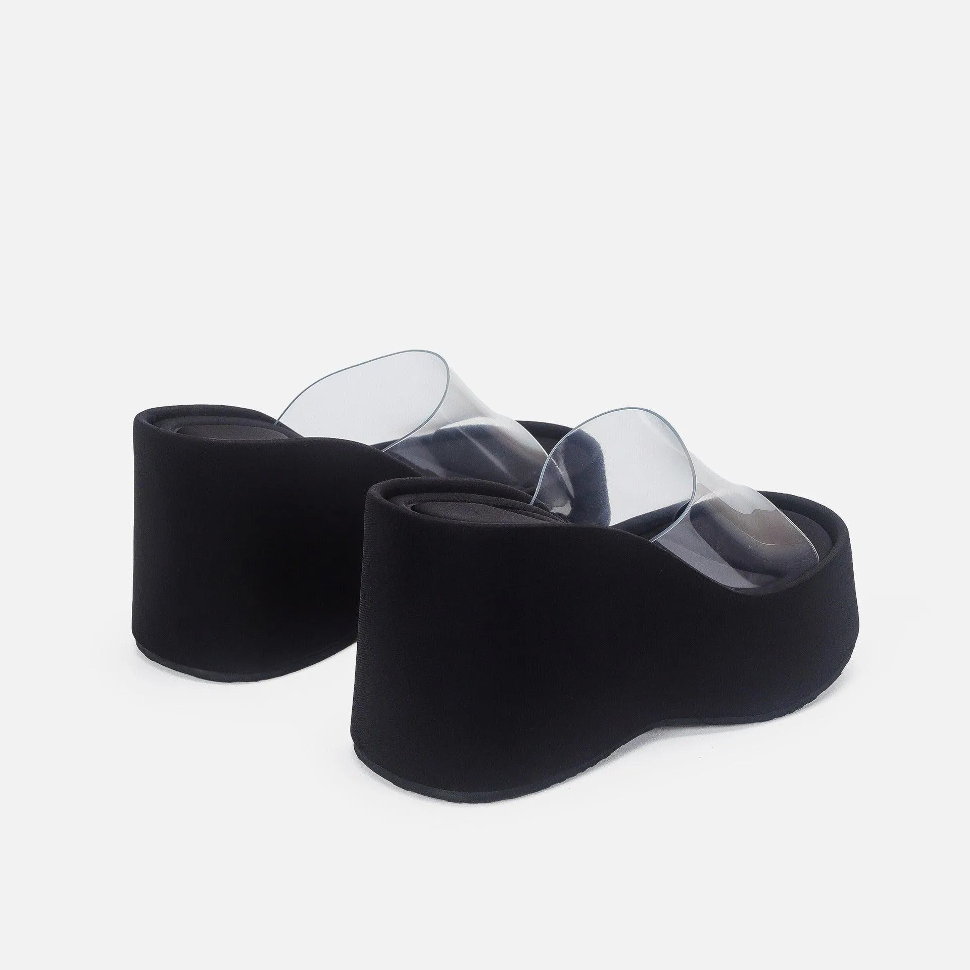 Translucent platform sandals with ankle strap