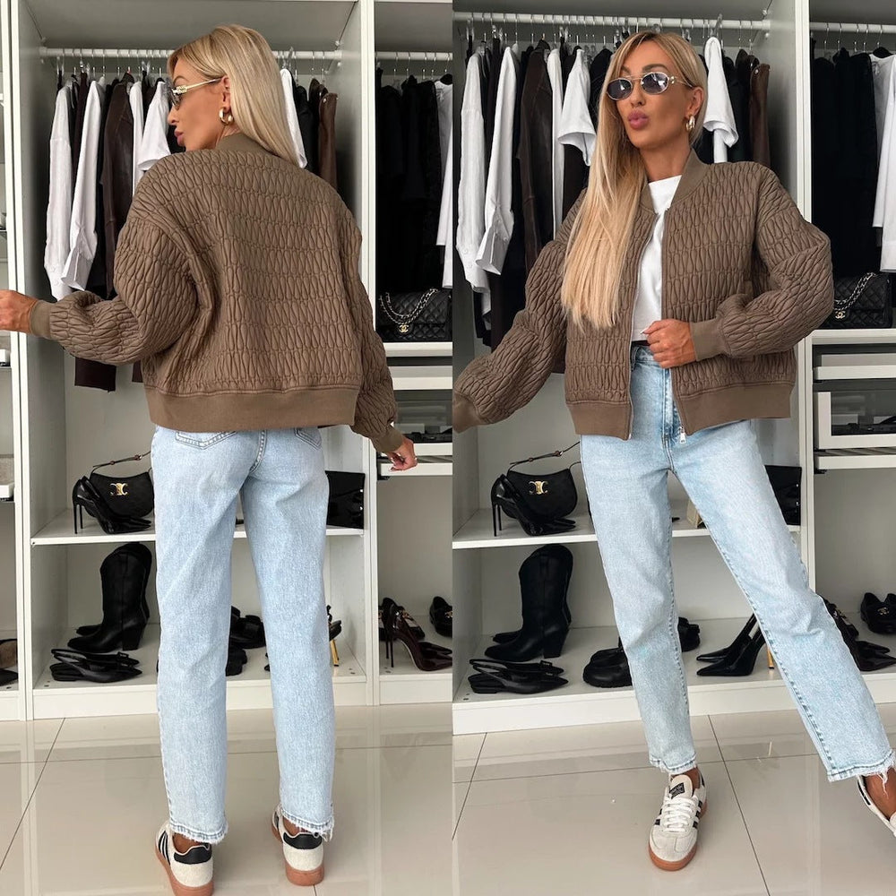 Damen elegante Steppjacke mit voluminösen Ärmeln
