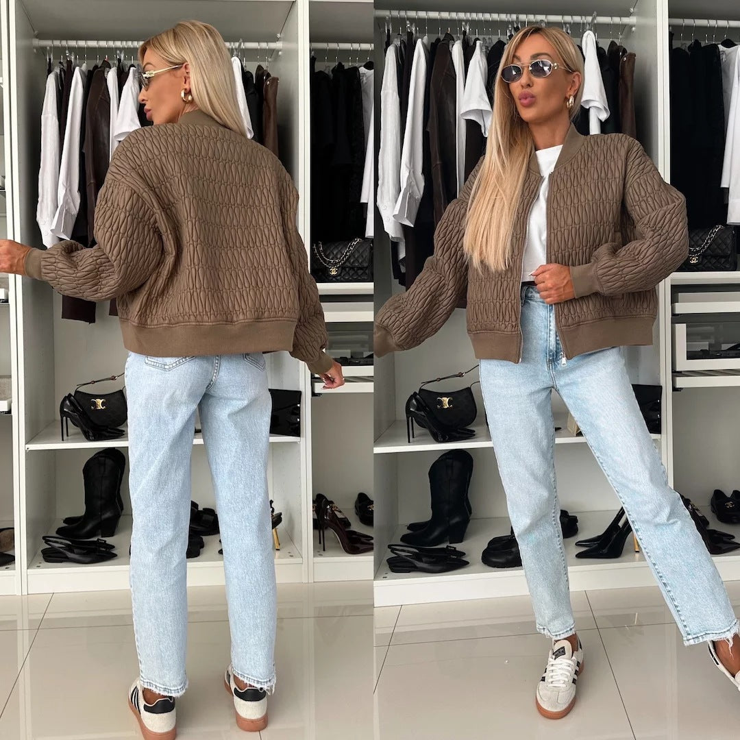 Damen elegante Steppjacke mit voluminösen Ärmeln