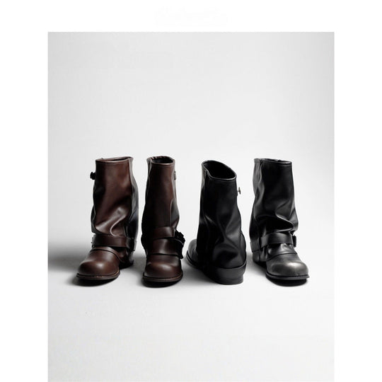 Damen Slouchy Bikerstiefel aus Lederoptik mit verstellbarem Schnallenriemen und mittlerem Blockabsatz Shop Nory