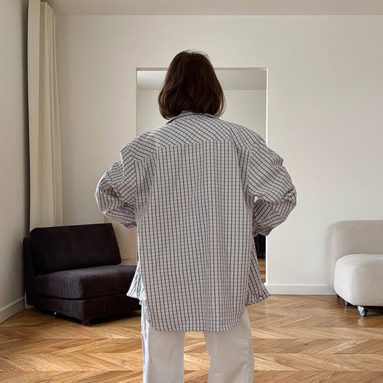Damen Kariertes Oversize-Hemd mit verlängertem Saum Shop Nory
