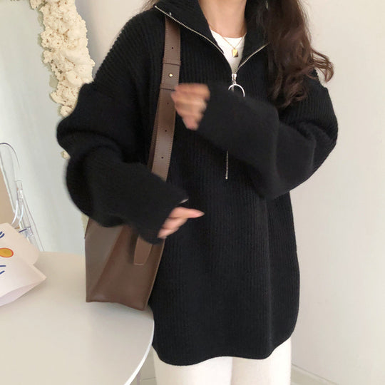 Damen Lässiger Pullover mit Reißverschluss Shop Nory