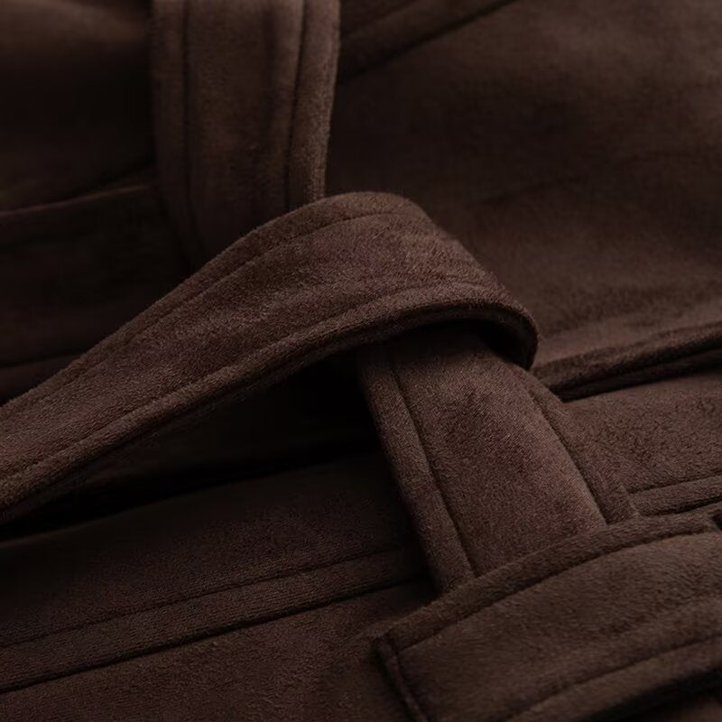Damen Kurzmantel im Kimono-Style aus Veloursoptik mit weitem Schalkragen und Taillengürtel Shop Nory