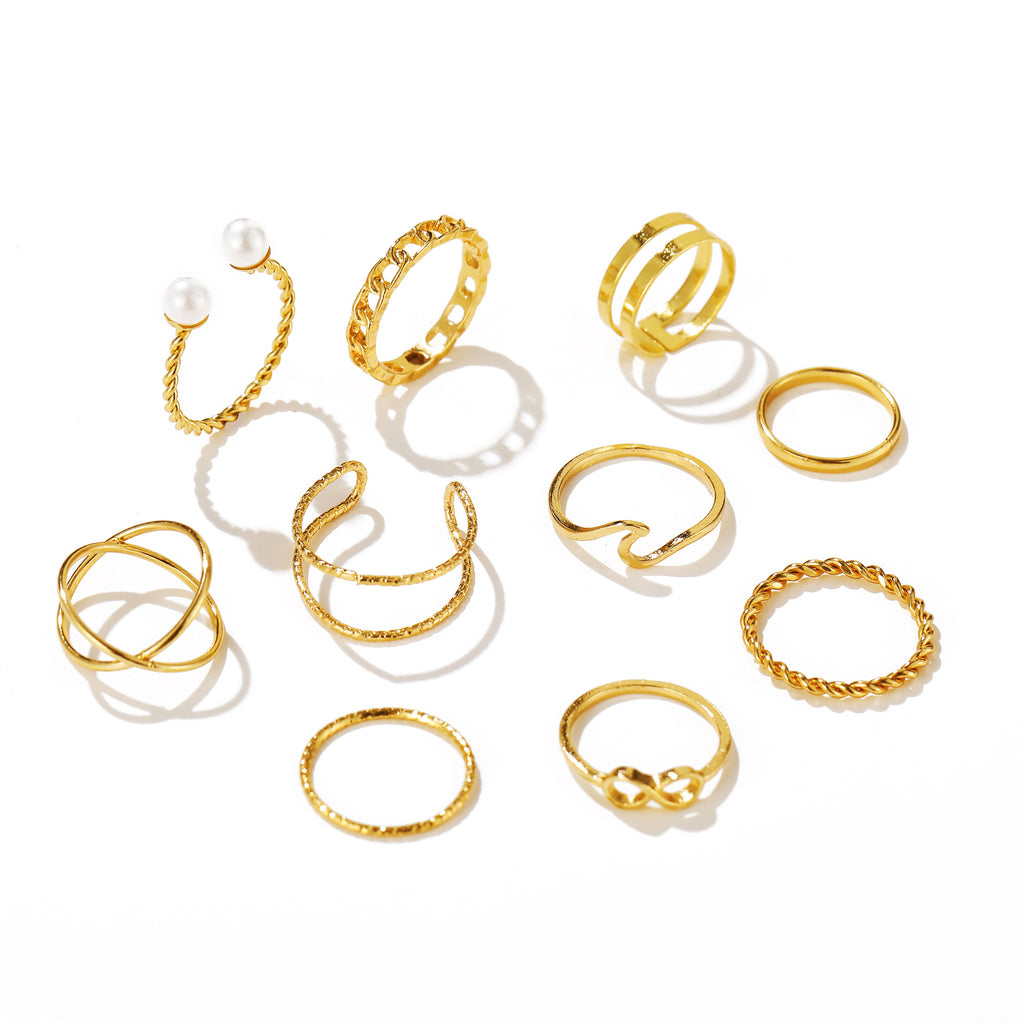 Damen minimalistisches Ring-Set aus hochwertigem Metall Shop Nory