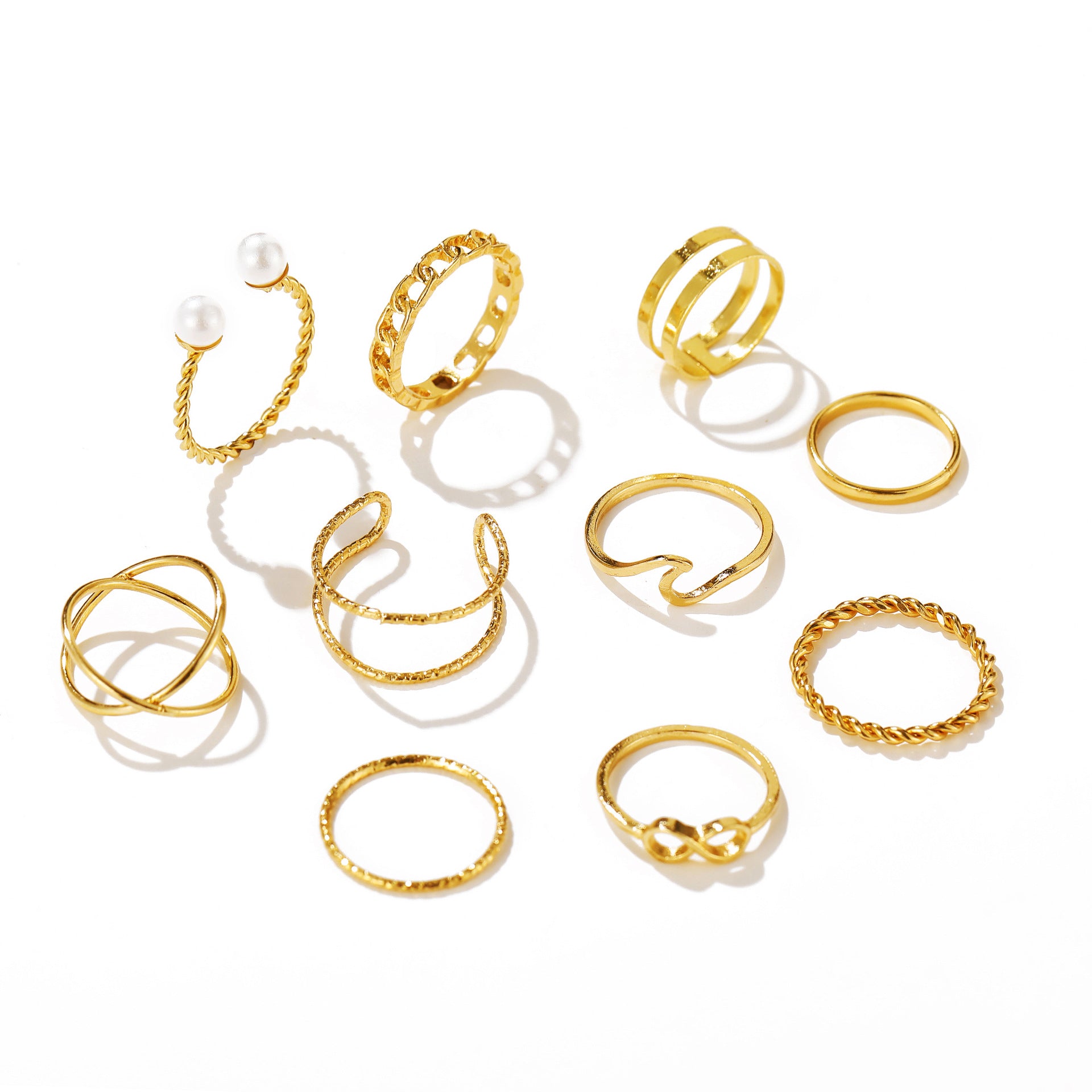 Damen minimalistisches Ring-Set aus hochwertigem Metall Shop Nory