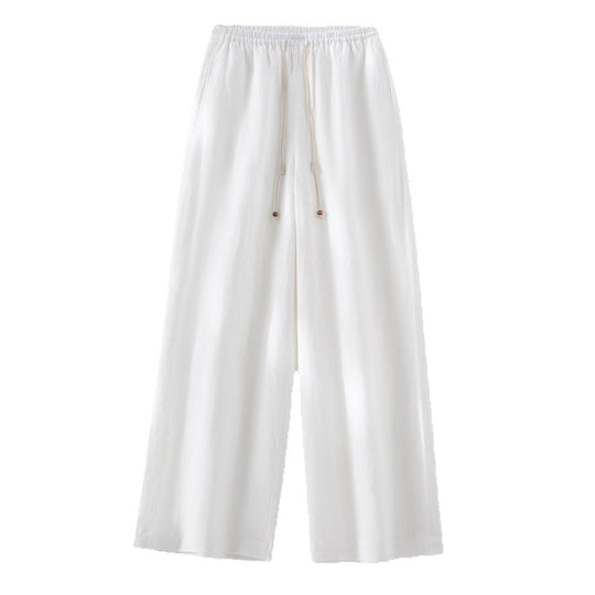 Damen Leichte Hochbund-Loungehose aus Leinenmix mit Tunnelzug und Nadelstreifen-Optik Shop Nory