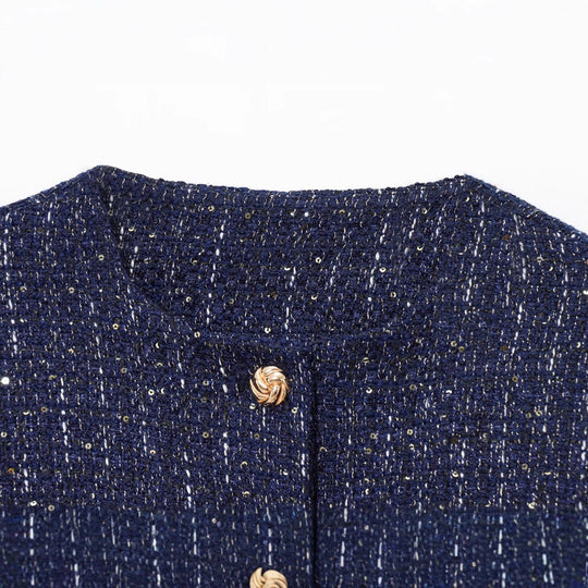 Damen Modische Kurzjacke mit goldenen Knöpfen
