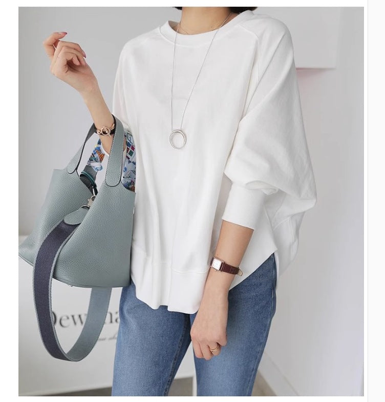 Damen Oversize-Sweatshirt mit Raglanärmeln, abgerundetem Saum und Seitenschlitzen Shop Nory