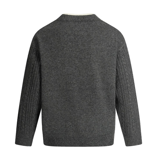 Herren Zopfmuster-Pullover mit V-Einsatz und doppeltem Rollkragen Shop Nory