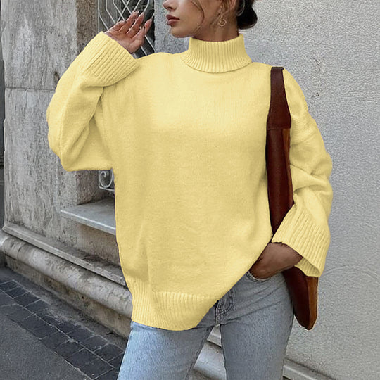 Damen nan oversize Rollkragenpullover mit breitem Rippkragen, voluminösen Ballonärmeln und verlängertem Bündchen Shop Nory