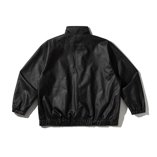 Herren Lederoptik-Jacke im Bomberstil mit Stehkragen und Knebelverschlüssen Shop Nory