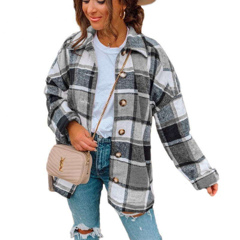 Damen Karierte Flanelljacke