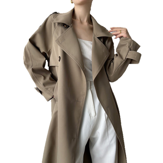 Damen Oversize Mantel im Trench-Stil mit Raglanärmeln und doppelreihiger Knopfleiste Shop Nory