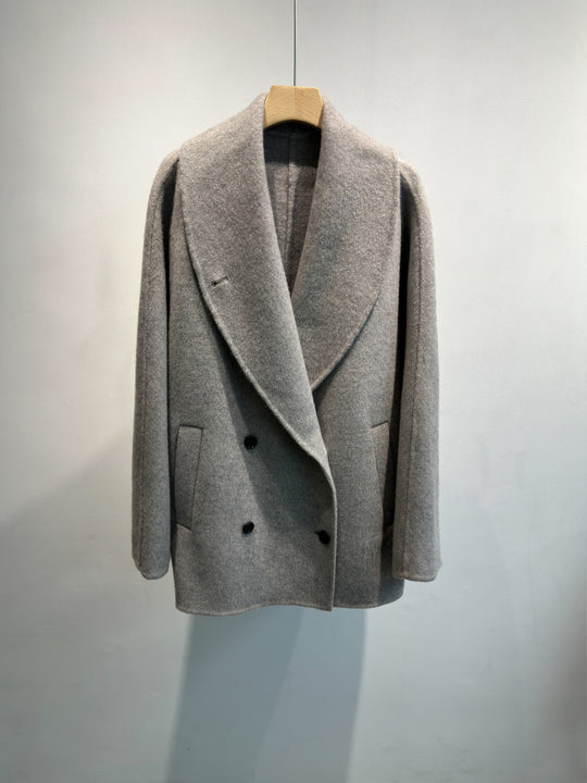 Damen Doppelreiher Strukturierter Wollmischung Jacke Shop Nory