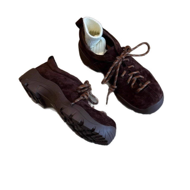Damen Sportliche Sneaker mit samtiger Wildlederoberfläche und rutschfester Sohle