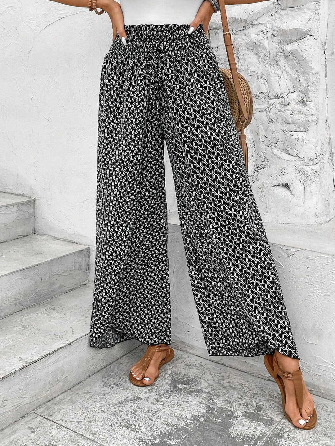 Damen Palazzo-Hose mit weitem Bein und gerafftem Elastikbund Shop Nory