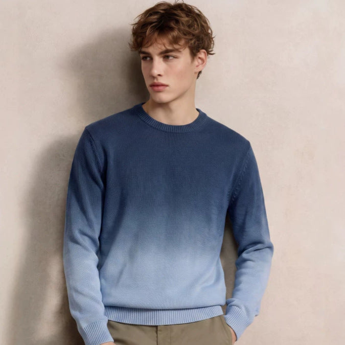 Herren Feinstrick-Pullover mit Dip-Dye-Effekt und Rundhalsausschnitt Shop Nory