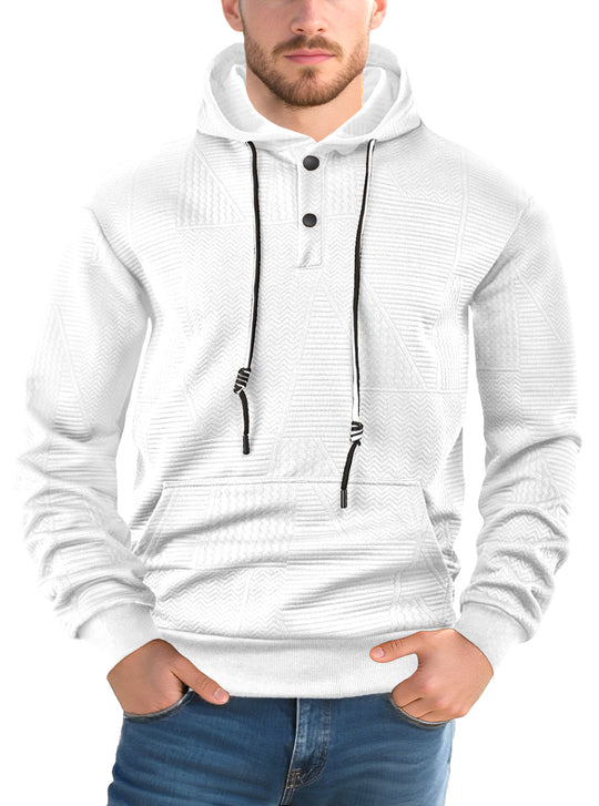 Herren Texturierter Kapuzenpullover mit gesteppter Patchstruktur und Druckknopfleiste Shop Nory