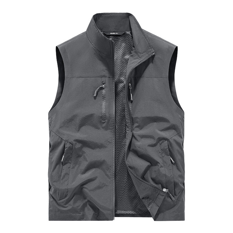 Herren Leichte Outdoorweste mit Mesh-Innenfutter und Multifunktionstaschen Shop Nory