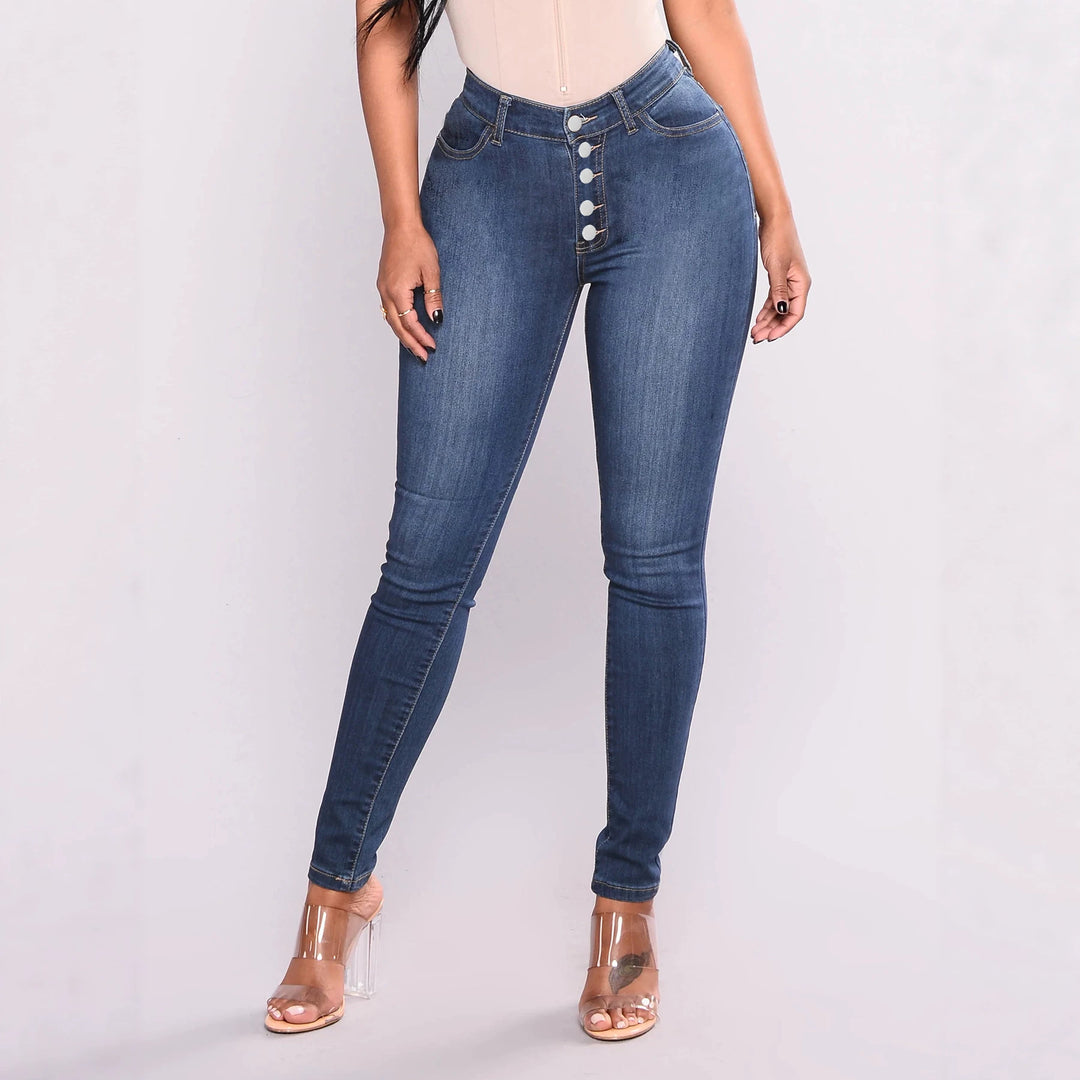 Damen Hochtaillierte Shaping-Skinny-Jeans mit sichtbarer Knopfleiste Shop Nory