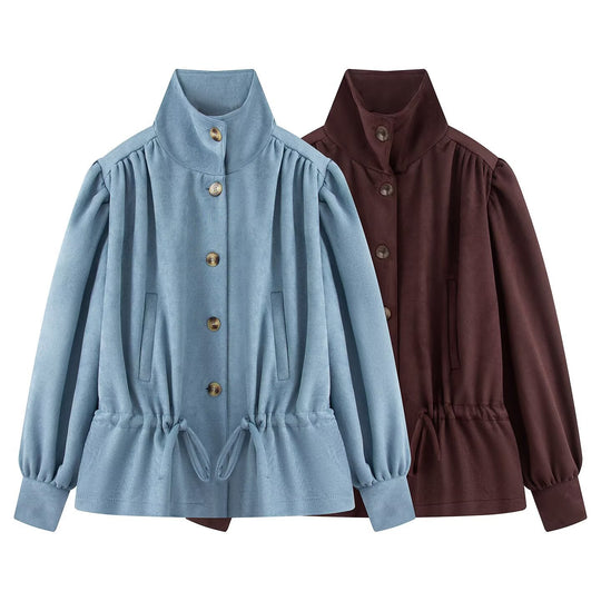 Damen Kurzjacke im Utility-Stil mit Tunnelzug und Stehkragen Shop Nory