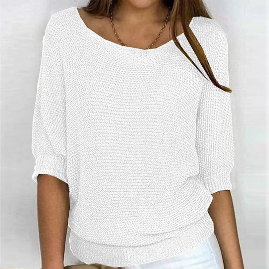 Damen nan legerer kastiger Feinstrickpullover mit weitem Ausschnitt Shop Nory
