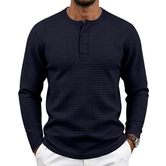 Herren Strukturiertes Waffel-Thermalshirt mit Henley-Knopfleiste und gerundetem Saum Shop Nory