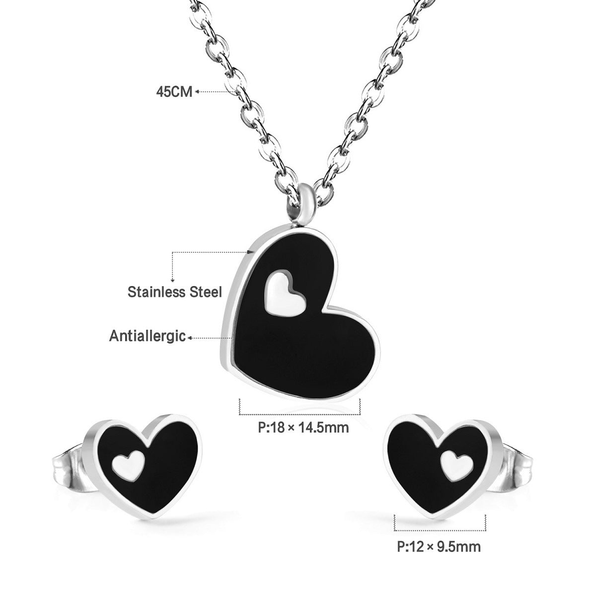 Damen Schmuckset mit rotem Herzanhänger und passenden Ohrsteckern Shop Nory