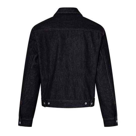 Damen Kurz geschnittene Denim-Workerjacke mit Reißverschluss, Kontrastnähten und Zierösen Shop Nory