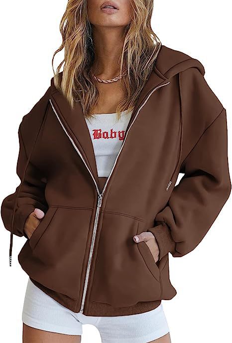Damen nan übergroße Kapuzenjacke mit durchgehendem Reißverschluss und Kängurutaschen Shop Nory