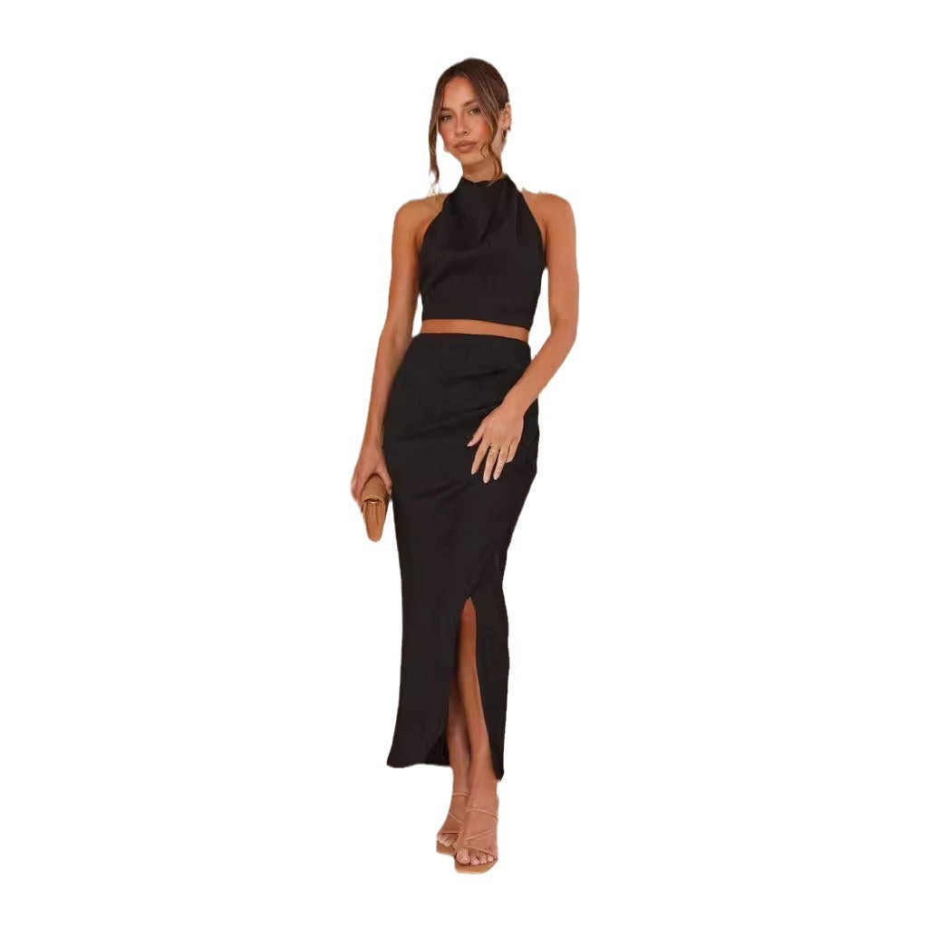 Damen Maxikleid im eleganten Hochkragenstil mit seitlichem Schlitz und figurschmeichelndem Schnitt