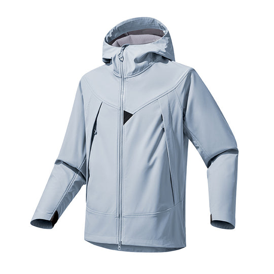 Herren Technische Softshell-Outdoorjacke mit Kapuze winddichtem Stretch und Zwei-Wege-Reißverschluss Shop Nory