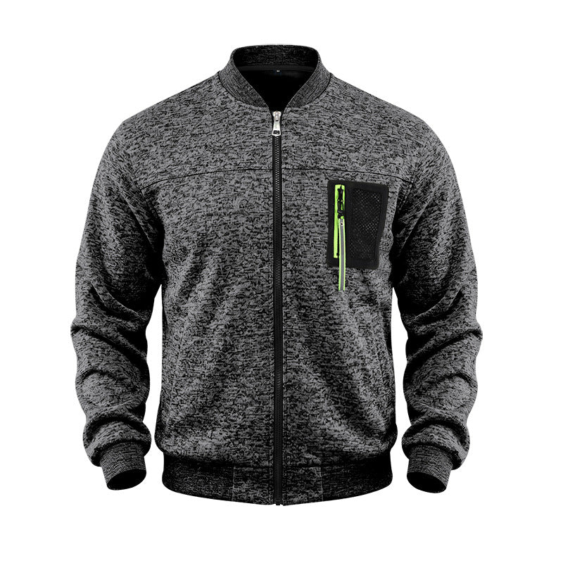 Herren melierte Bomberjacke mit Reißverschluss-Brusttasche und Rippbündchen Shop Nory