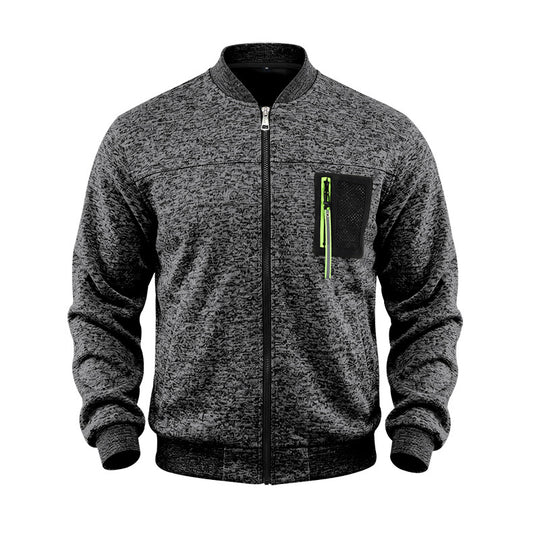 Herren melierte Bomberjacke mit Reißverschluss-Brusttasche und Rippbündchen Shop Nory