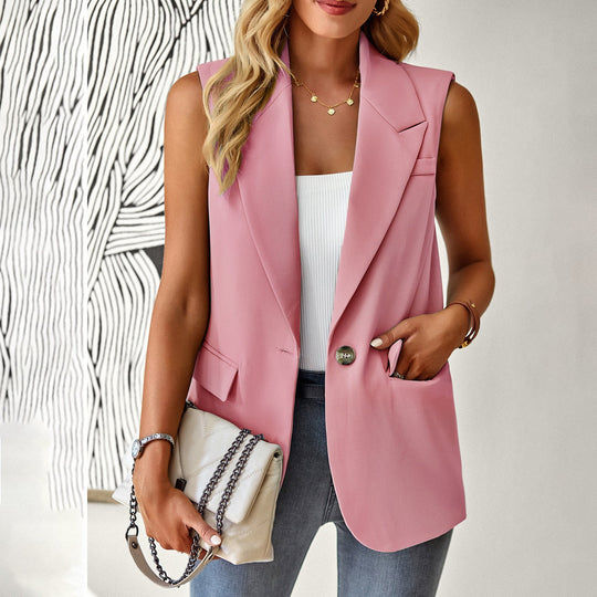 Damen ärmelloses Blazer-Oberteil mit taillierter Silhouette