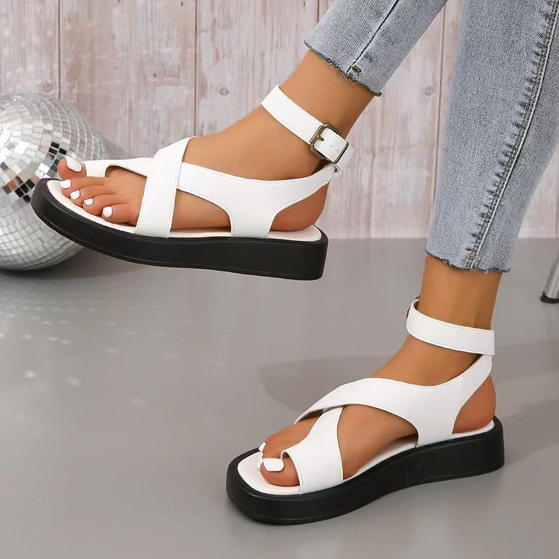 Damen Komfortable Zehentrenner-Sandalen mit verstellbarem Riemendesign