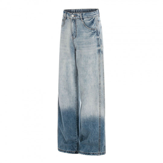 Damen Weite High-Waist Denim-Jeans mit Ombre-Saum und elastischem Rückenteil Shop Nory